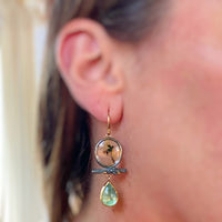Dendritic Quartz and Seafoam Tourmaline Earrings with Twigs